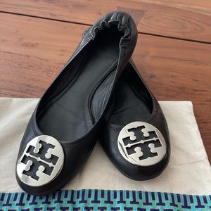 Tory Burch Black Ballet Flats- Like New